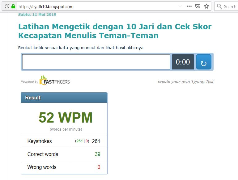 Kecepatan mengetik syaffi10