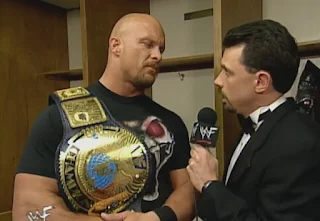 WWF - Over the Edge 1998 Review - Michael Cole interviews WWF Champion Stone Cold Steve Austin