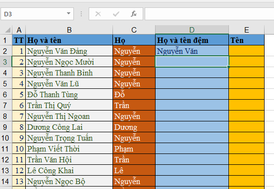 Tách họ tách tên trong Excel 2016 đơn giản trong 1 giây Tách họ tách tên trong Excel 2016 đơn giản trong 1 giây