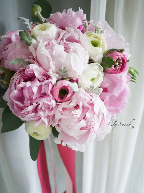 pink peony bouquet for the bride