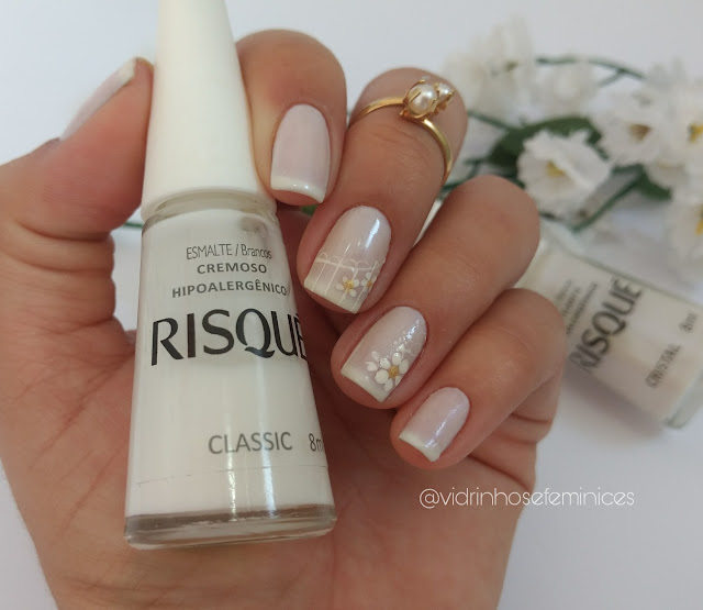 Unhas de noiva cristal + classic da risque