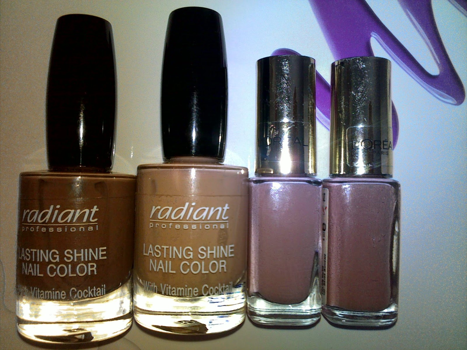 Nude nails, nail polishes from Radiant and L'oreal