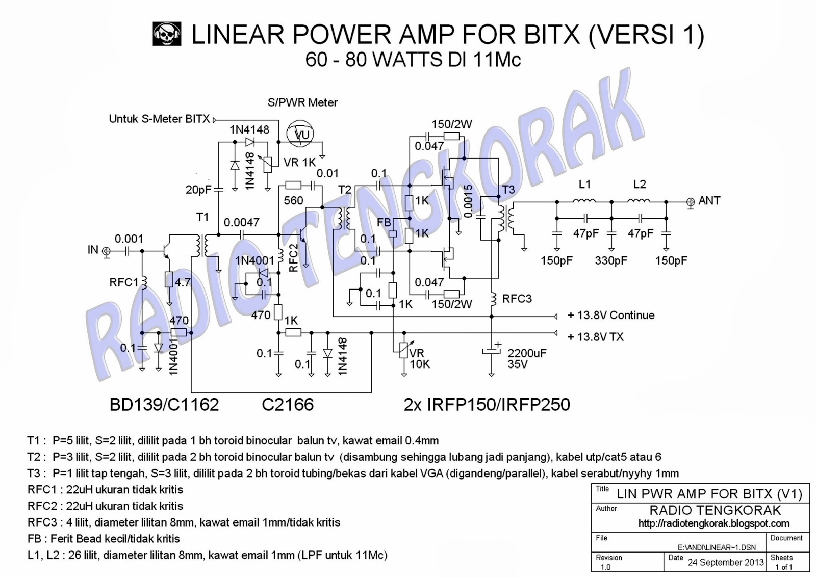 RADIO TENGKORAK LINEAR POWER AMPLIFIER FOR BITX