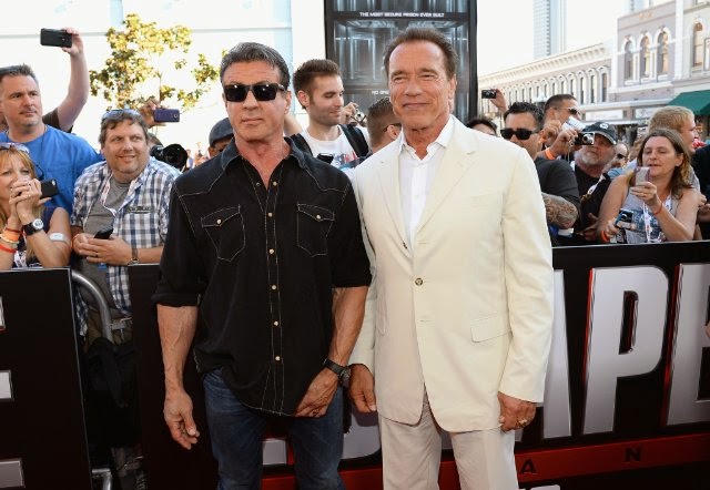 Arnold Schwarzenegger e Sylvester Stallone na Comic Com. Foto: Ethan Miller / Getty Images