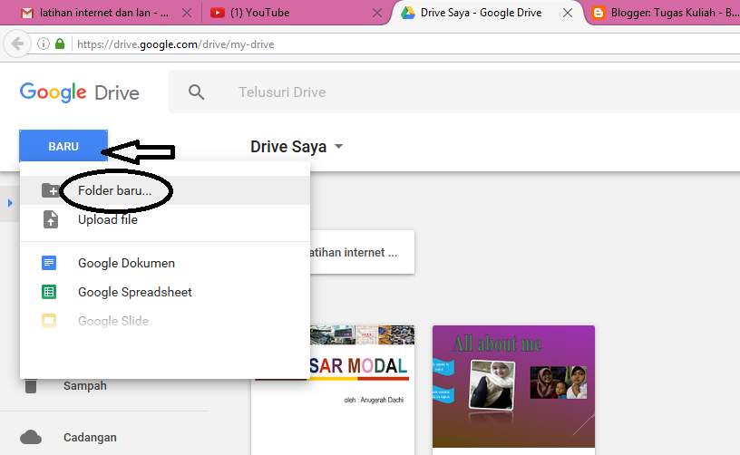 cara membuat folder baru di google drive