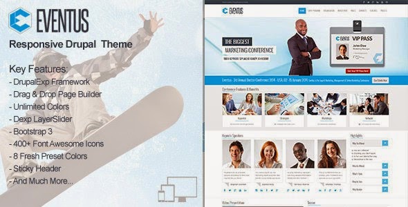 Best New Premium Drupal Theme 2015 Responsive events website theme