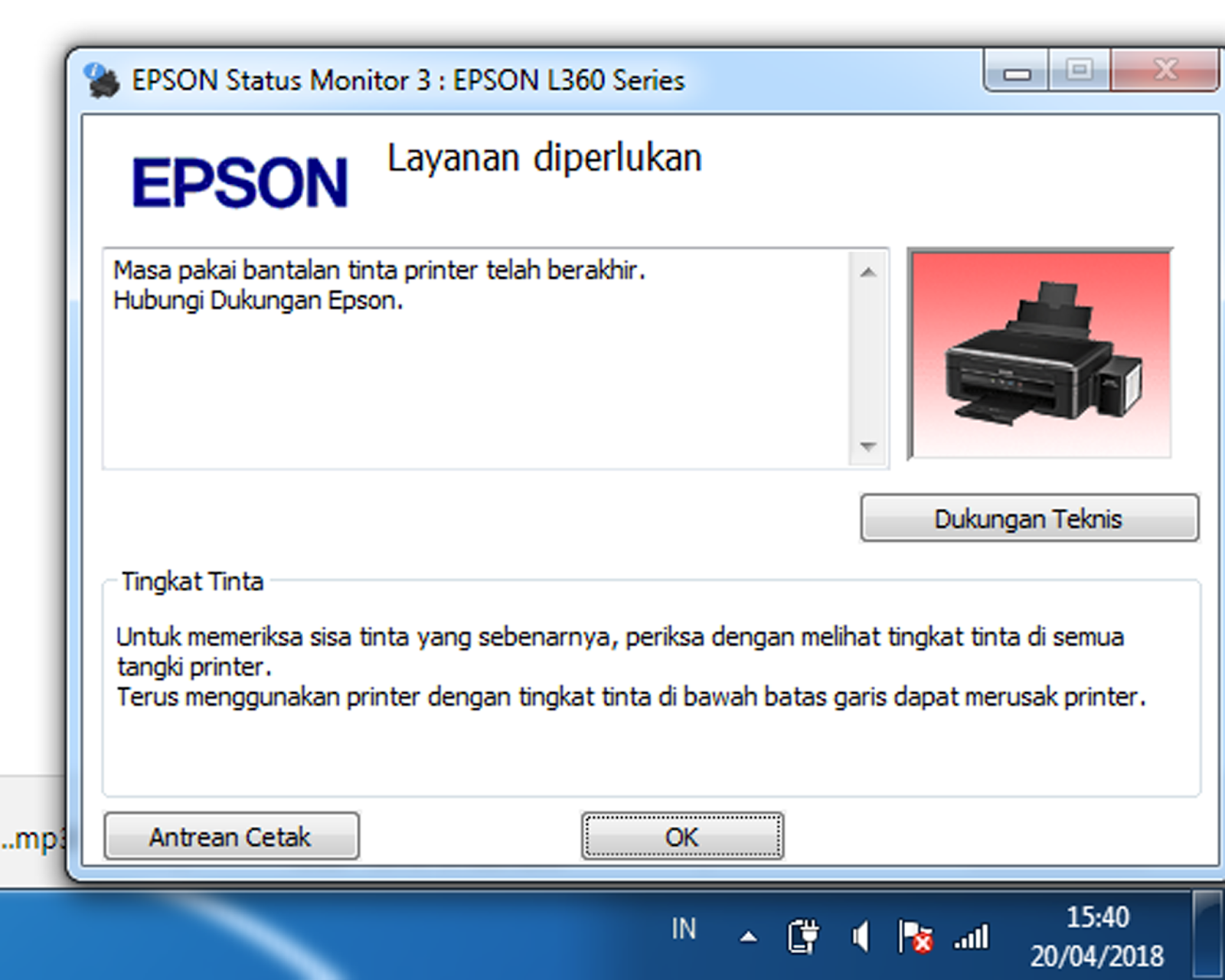 Cara mengatasi masa pakai bantalan tinta printer yang cepat habis