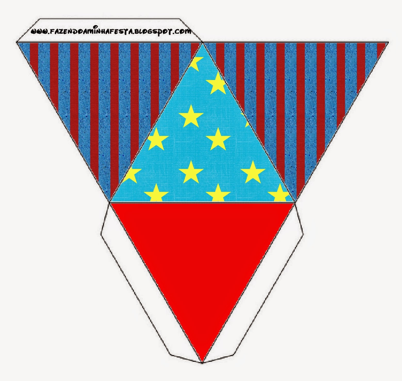 Little Stars in Light Blue: Free Party Printables. Little Stars in Light Blue, Free Printable Pyramid Box.