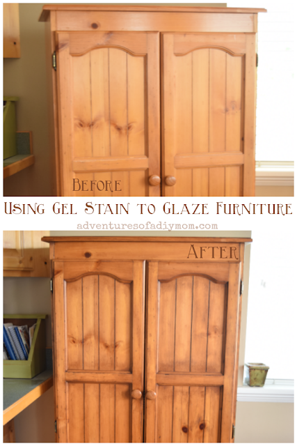 using gelstain as a glaze - hutch makeover before and after collage