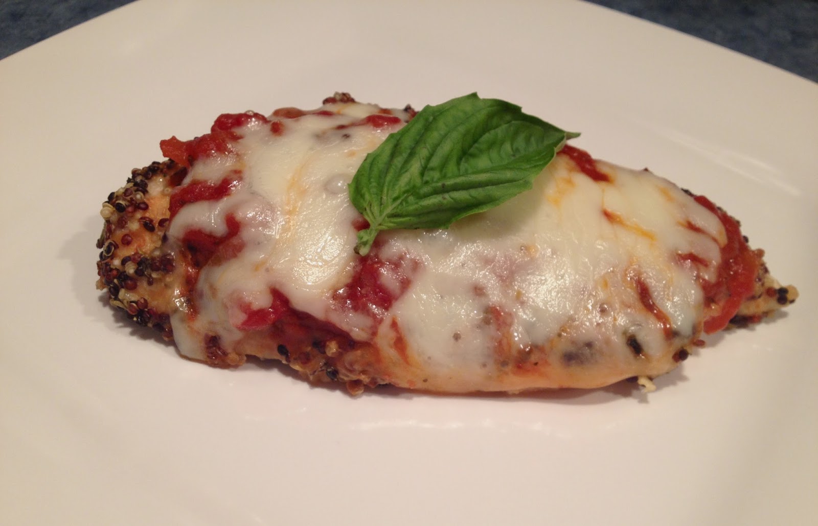 Baked Quinoa Crusted Chicken Parmesan