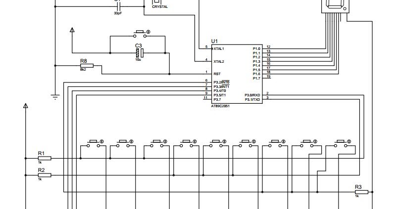 3x3 Matrix Keyboard using AT89C2051 microcontroller