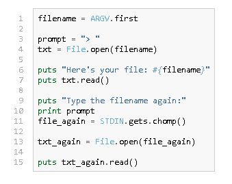 TESTHEAD: Exercise 15: Reading Files: Learn Ruby The Hard Way: Practicum