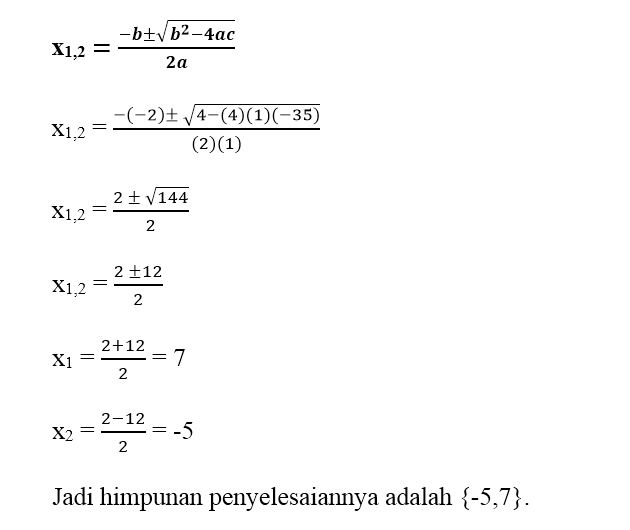 Contoh Soal Persamaan Kuadrat Dengan Rumus Abc Kunci Ujian