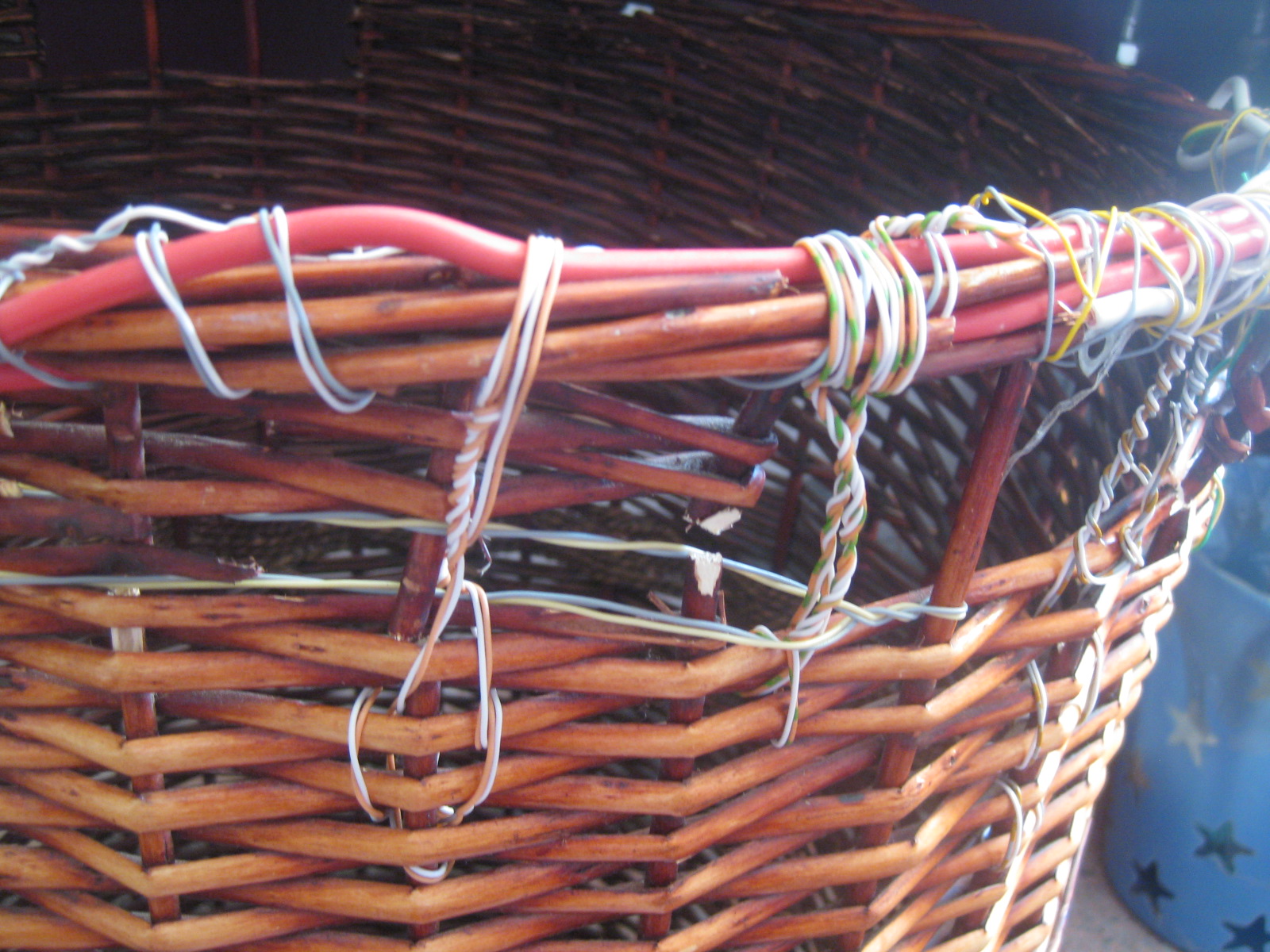 Fixing a wicker washing basket!