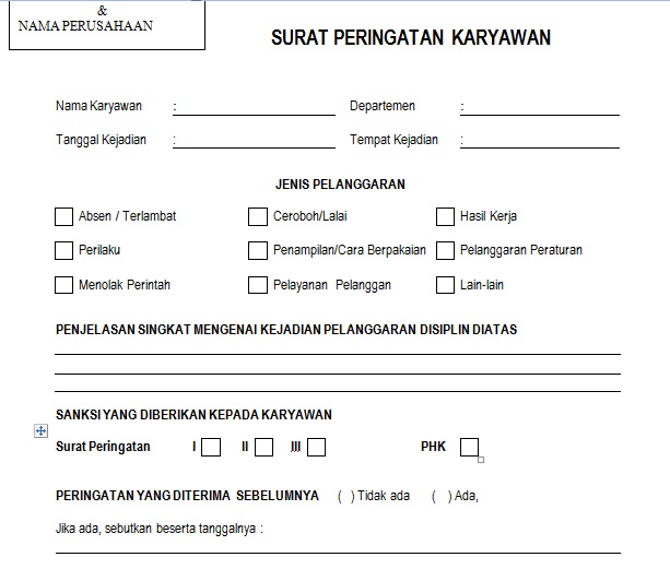 Contoh Surat Peringatan Pertama Untuk Pekerja Contoh Surat
