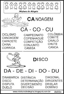 Ficha de leitura com palavras olímpicas Ficha de leitura com palavras olímpicas