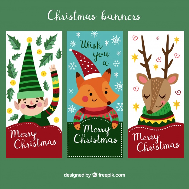Collection of cute vertical christmas banners Free Vector
