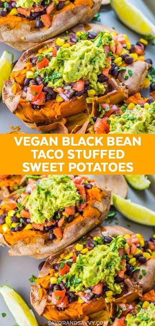 Black Bean Taco Stuffed Sweet Potatoes|Healthy Dinner Recipes
