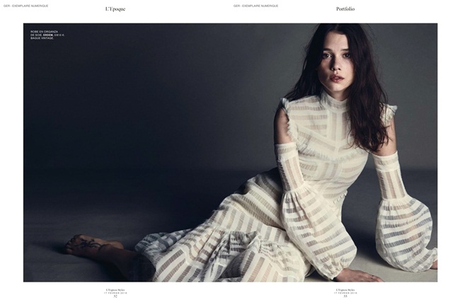 L'Express Styles 17th February 2016, Astrid Berges-Frisbey 2016 SS Erdem White Shoulder Cutout Dress Editorials
