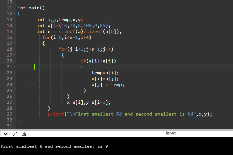 finding first smallest and the second smallest