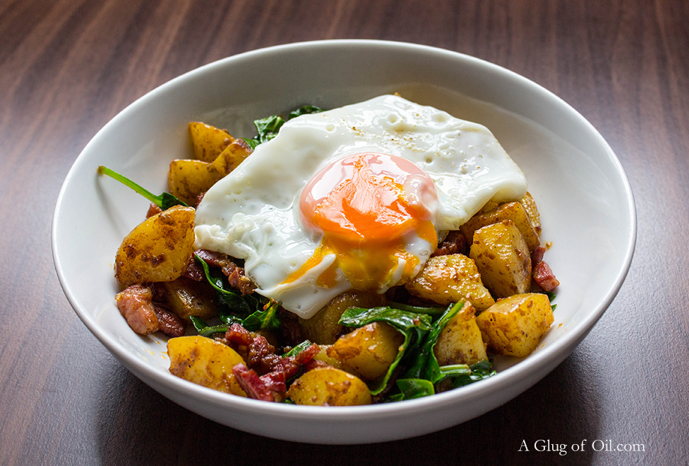 Posh Bubble and Squeak with pancetta and fried egg Posh Bubble and Squeak with pancetta and fried egg