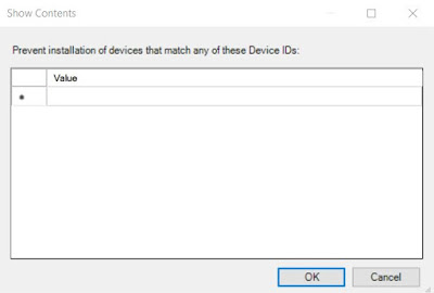Windows 10 Group Policy Editor  - Device Installation Restrictions Empty ID