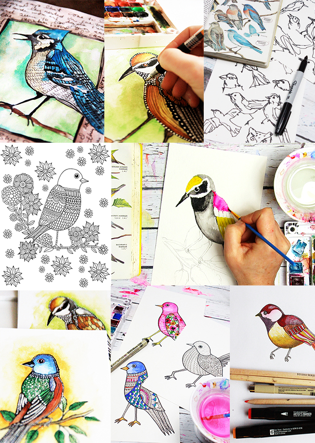 2 beautiful bird drawings | Image
