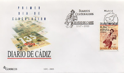 Sobre PDC del sello del 2003 dedicado al diario centenario de Cádiz