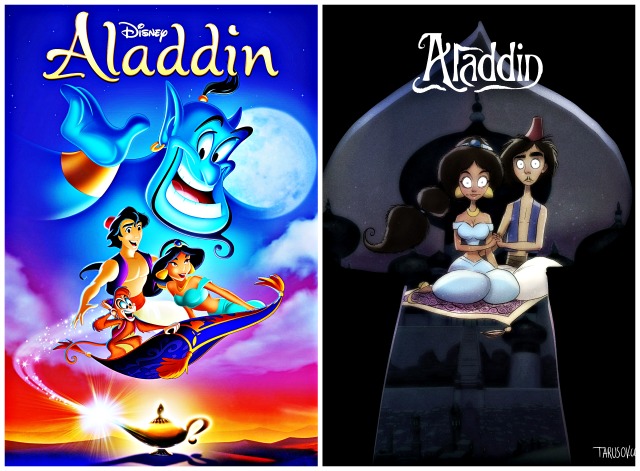 Illustrator Andrew Tarusov redesigns  Disney's classic movie character  Aladdin  into Tim Burton's dark gothic style via geniushowto.blogspot.com Illustrations 3