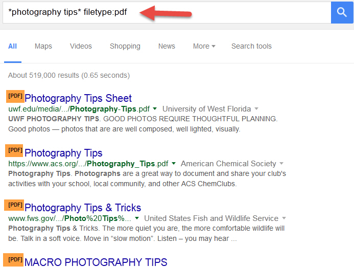 how to do a google search for pdf files