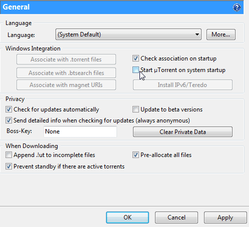 Disable uTorrent Auto start How To Reduce Internet Data Usage On PC Windows 7/8/10