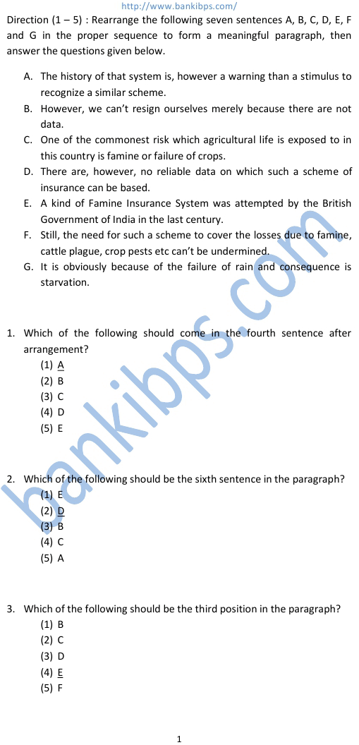 english language questions and answers for bank exam