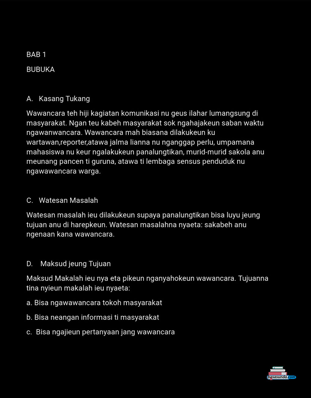 Contoh Gambar Susunan Makalah Hasil Wawancara Bahasa Sunda Kata Mutiara