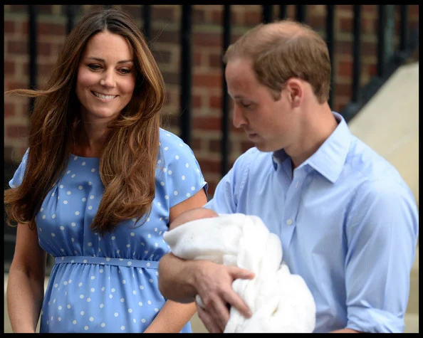 The newborn Prince of Cambridge makes his public debut with adoring parents Prince William and Kate Middleton