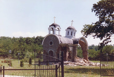 Desecrated church in Kosovo, Serbia