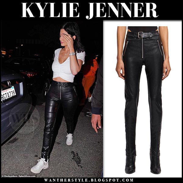 Kylie Jenner in black leather pants and white top in LA on May 22 ~ I ...