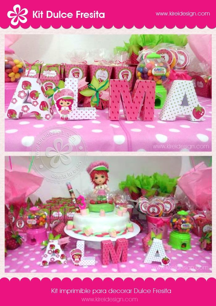 Kit imprimible dulce fresita by Kireidesign