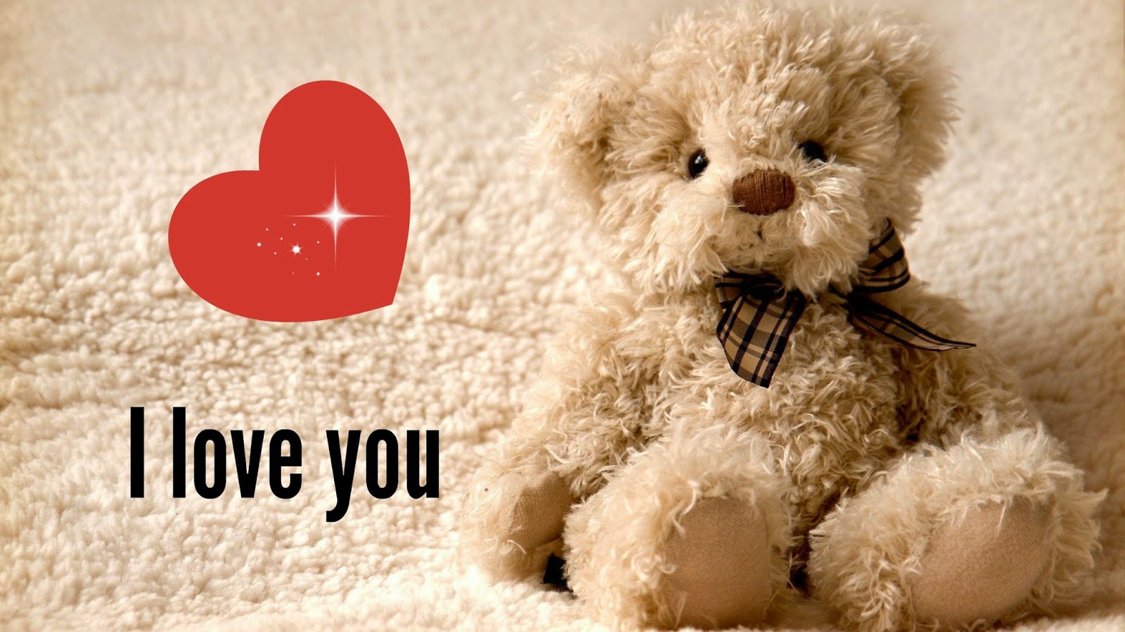 Ik hou van jou Valentijns wallpaper met teddybeer en tekst
