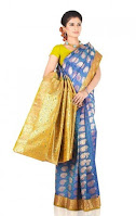 Blue And Golden Bangalore Saree