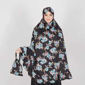 Mukena Saffron Satin Black Tatuis x Hijabenka