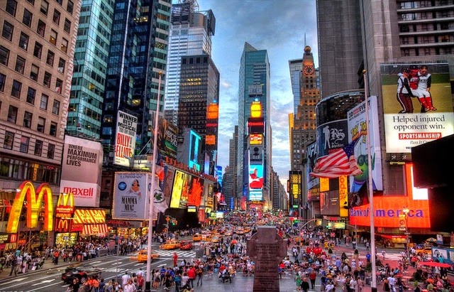 Times Square, New York - the most visited centre in New York.