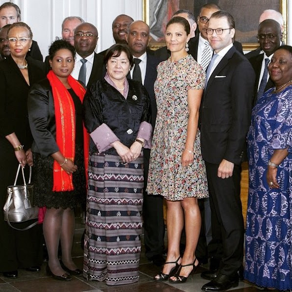 Crown Princess Victoria of Sweden and Prince Daniel of Sweden met with UN Ambassadors from 30 nations during a ceremony at the Royal Palace in Stockholm