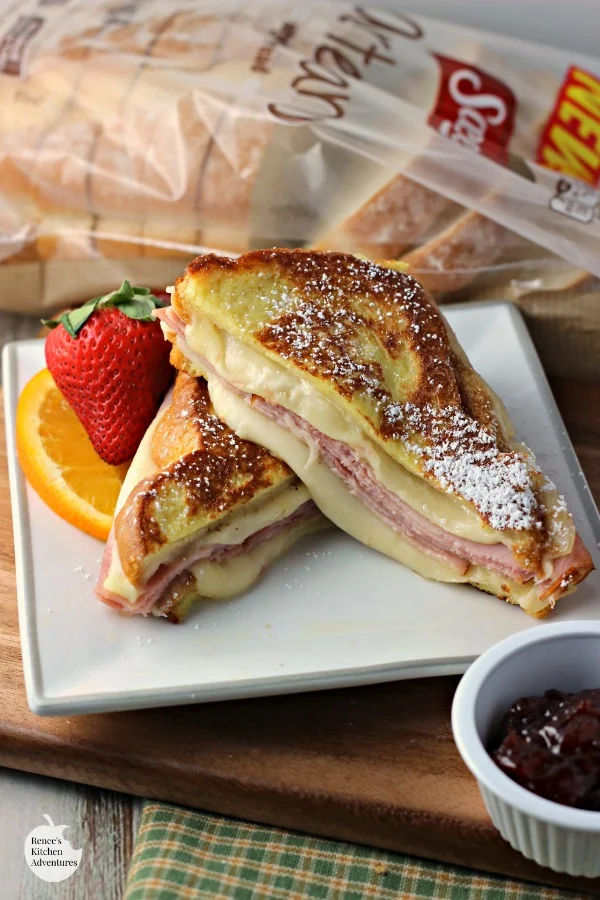 Monte Cristo Style Grilled Cheese Sandwich on plate