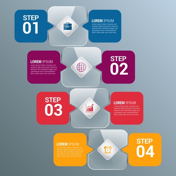 Infographic template colored shiny speech baubles style Free vector