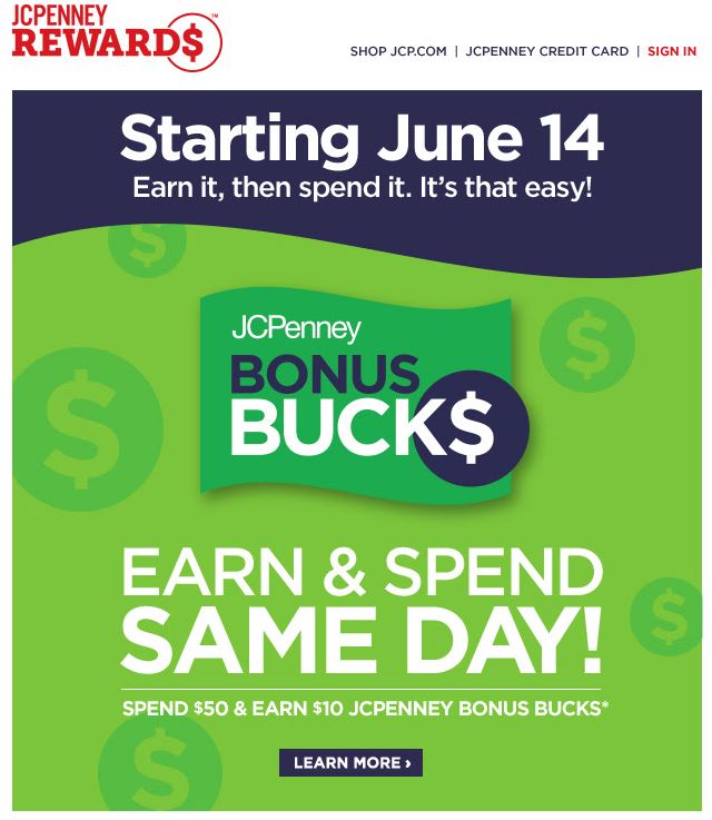 Ahorros Diarios Usando Cupones JcPenney BONUS Buck