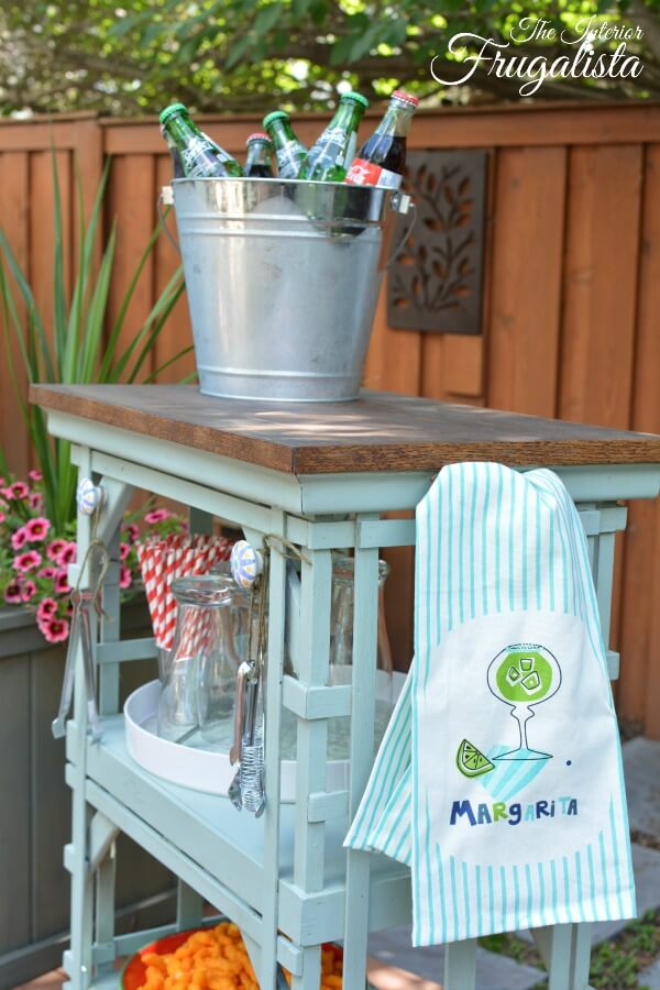 Portable Outdoor Beverage Cart From A Repurposed Shelf The