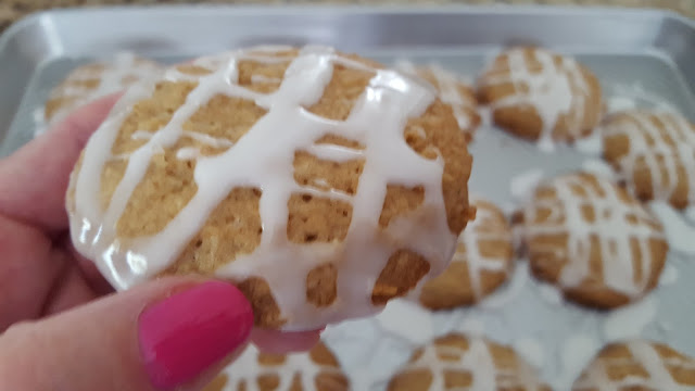 Make a pattern with icing on your oatmeal cookies