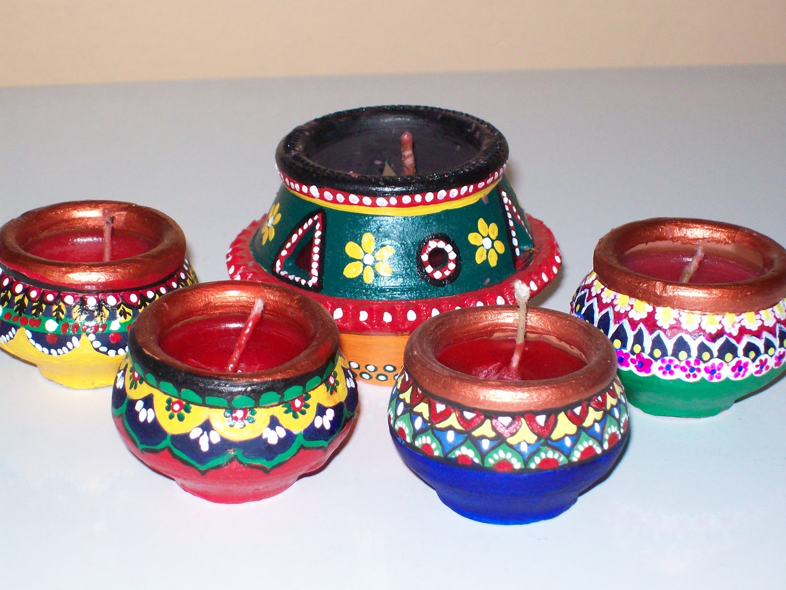 Art and Colours In Life: Painting on pots and candles in pots