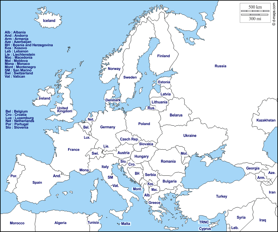 خريطة اوروبا عربي