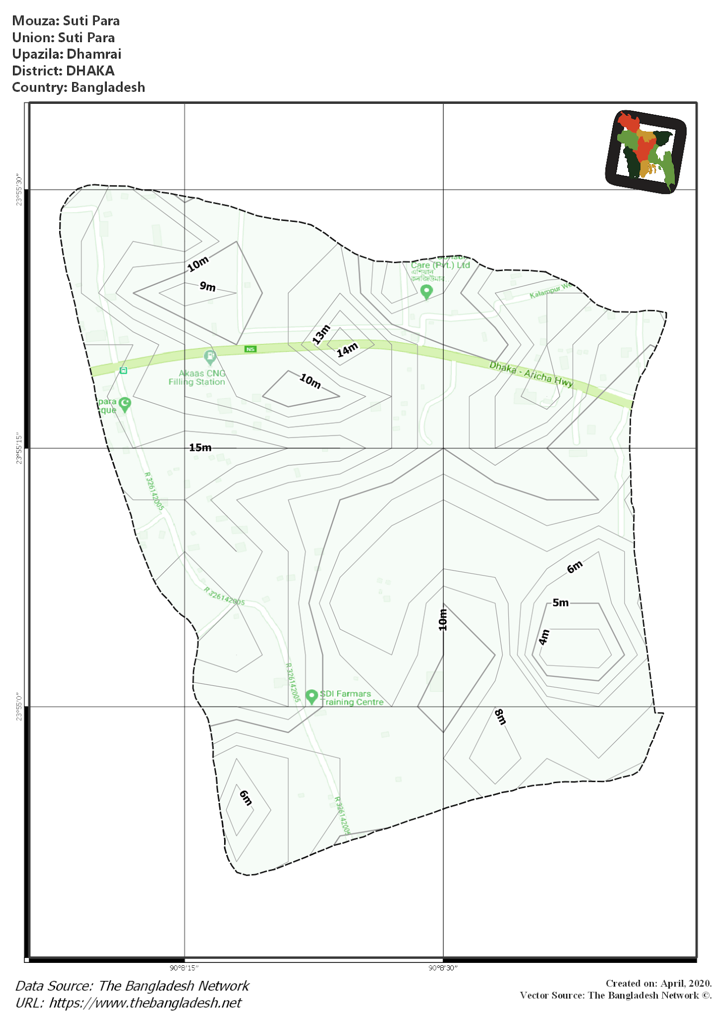 Map of Suti Para Mouza of Dhamrai Upazila, DHAKA, Bangladesh.